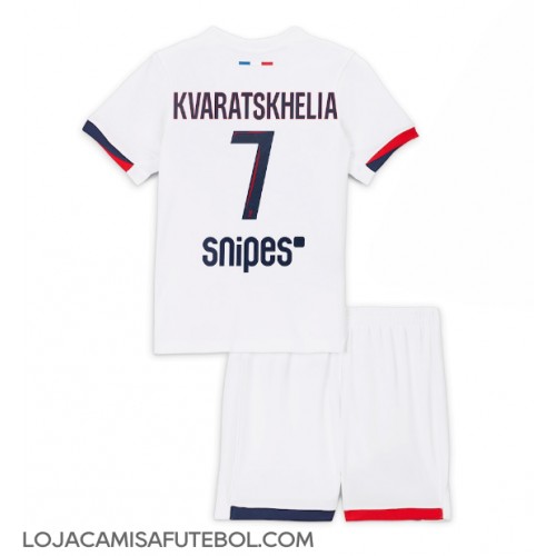 Camisa de Futebol Paris Saint-Germain Khvicha Kvaratskhelia #7 Equipamento Secundário Infantil 2025-26 Manga Curta (+ Calças curtas)